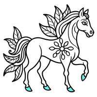 design a stylized horse illustration composed of intricate, flowing lines and organic shapes the vector