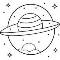 a coloring page of an space horizon with no color just black lines, illustration line art vector