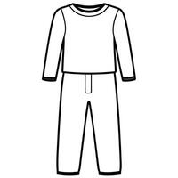 generate a kids pajama set mockup with long sleeves and pants in svg format, displayed in black vector