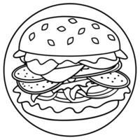 a cheese pizza burger filled with tomatoes bacon pepperoni salami and arugula displayed in a copy vector