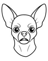 chihuahua dog entire head front view angry, illustration line art vector