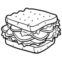 a delicious sandwich filled with crispy bacon, turkey, lettuce, and peanut butter, served on whole vector