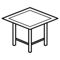 a silhouette image of a square table on a white background, illustration line art vector