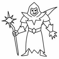 magical evil enemy with a broken sword, illustration line art vector