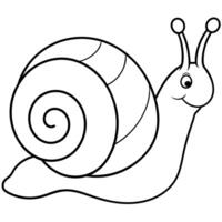 a coloring page of an snail with no color just black lines, illustration line art vector