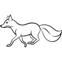 a fox runing, illustration line art vector