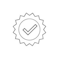 set of drawn quality marks with checkmark, representing reliability and quality vector