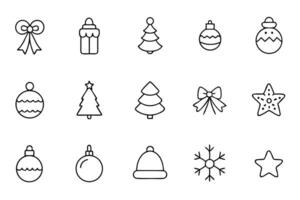 christmas 20 thin line icons set clean and smooth path on a white background, vector