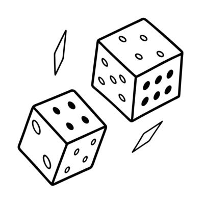 falling dices, illustration line art