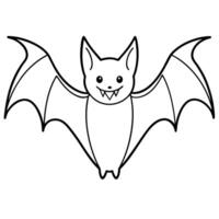 a vampire bat with sharp fangs and wide wings, illustration line art vector