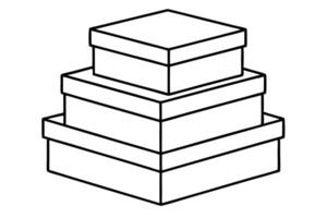 3 boxes stock on top of each other, illustration line art vector