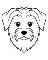 maltese dog entire head front view, illustration line art vector