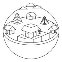 the first human settlements houses, streets and details of everyday life in a simple and clear vector
