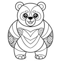 a simple coloring page line art illustration of an intricate cute giant panda with bold lines, vector