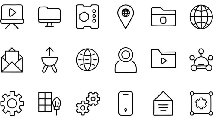 set of 30 outline icons related to website, illustration line art