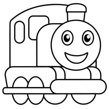 sonriente tren con sonrisa contorno lleno visible para niños bueno a color, ilustración línea Arte vector