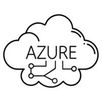cloud computing with the word azure, illustration line art vector