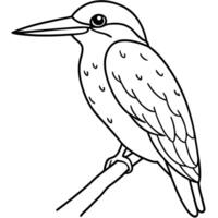 a detailed illustration of a kingfisher bird perched on a simple, leafless branch the bird vector