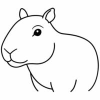 side face only of a cute brazilian capybara with big eyes and 08mm line thickness no need for many vector