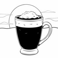 cocoa at sunset, illustration line art vector
