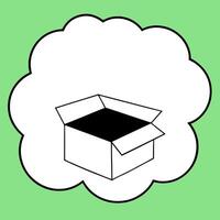 opened box with blank thought bubble over green wall background with reflection , think outside the vector
