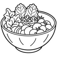 a large bowl of salad with a variety of ingredients including lettuce, tomatoes, vector