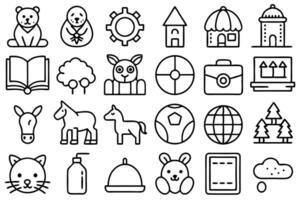 generate a set of 30 outline icons relate to learning thin line icon set 2 of 3 outline icon clean vector