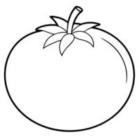 a coloring page of an food tomato with no color just black lines, illustration line art vector