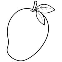 a coloring page of an food mango with no color just black lines, illustration line art vector