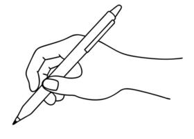 continuous single line drawing of hand holding ballpoint pen drawing a line, line art vector