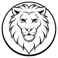 featuring a sleek, black and white lion in a stylish and modern design the lions eyes are wide, and vector