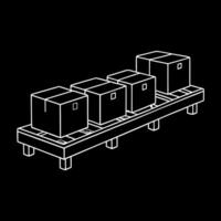 boxes on the conveyor, illustration line art vector