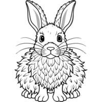 a rabbit with empty fur, prompting kids to give the bunny some creative fur patterns, vector