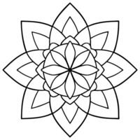 coloring pages for kids, bold line art, a tulip-centered mandala with abstract geometric patterns, vector