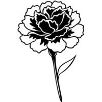 an image of carnation silhouette with a white background, illustration line art vector