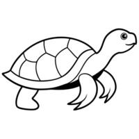 a black turtle with good looking silhouette style with white background, vector