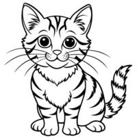 a cute cat of element graphic on white background, illustration line art vector
