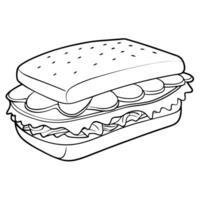 blt sandwich, illustration line art vector