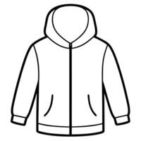 generate a childrens hoodie with a zipper, showing front and back views in black and white, vector