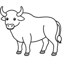 a drawing of a simple cute buffalo, illustration line art vector