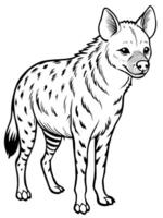 a hyena standing, drawn with playful lines to show its spots and fur texture, illustration vector