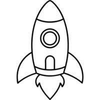 a coloring page of an space rocket with no color just black lines, illustration line art vector