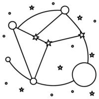 a coloring page of an space constellation with no color just black lines, illustration line vector