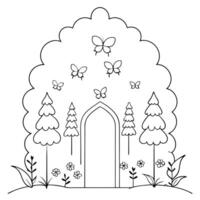 an intricate pattern where flowers bloom in layers, with butterflies delicately perched on each vector