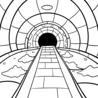 cartoon style, in the foreground is the sewer floor, from the inside, illustration line art vector