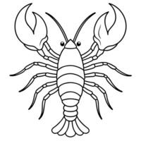 a coloring page of an spiny lobster with no color just black lines, illustration line art vector