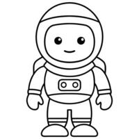 a coloring page of an space cosmonaut with no color just black lines, illustration line art vector