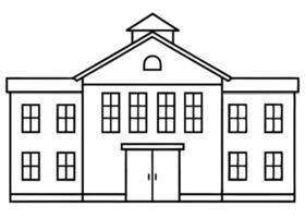a school with open four big windows, illustration line art vector