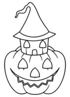 a coloring page of an halloween curse with no color just black lines, illustration line art vector