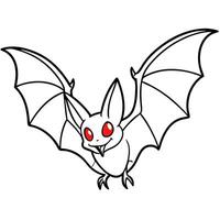 a creepy bat with red eyes in flight a flutter of wings isolated transparent background, vector